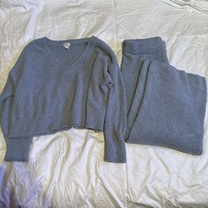 Stars Above V-Neck Sweater Set in Soft Blue